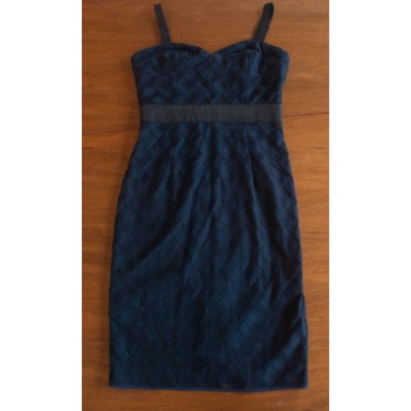 NWT Milly Size 8 Navy Blue Lattice Dress - Picture 3 of 8